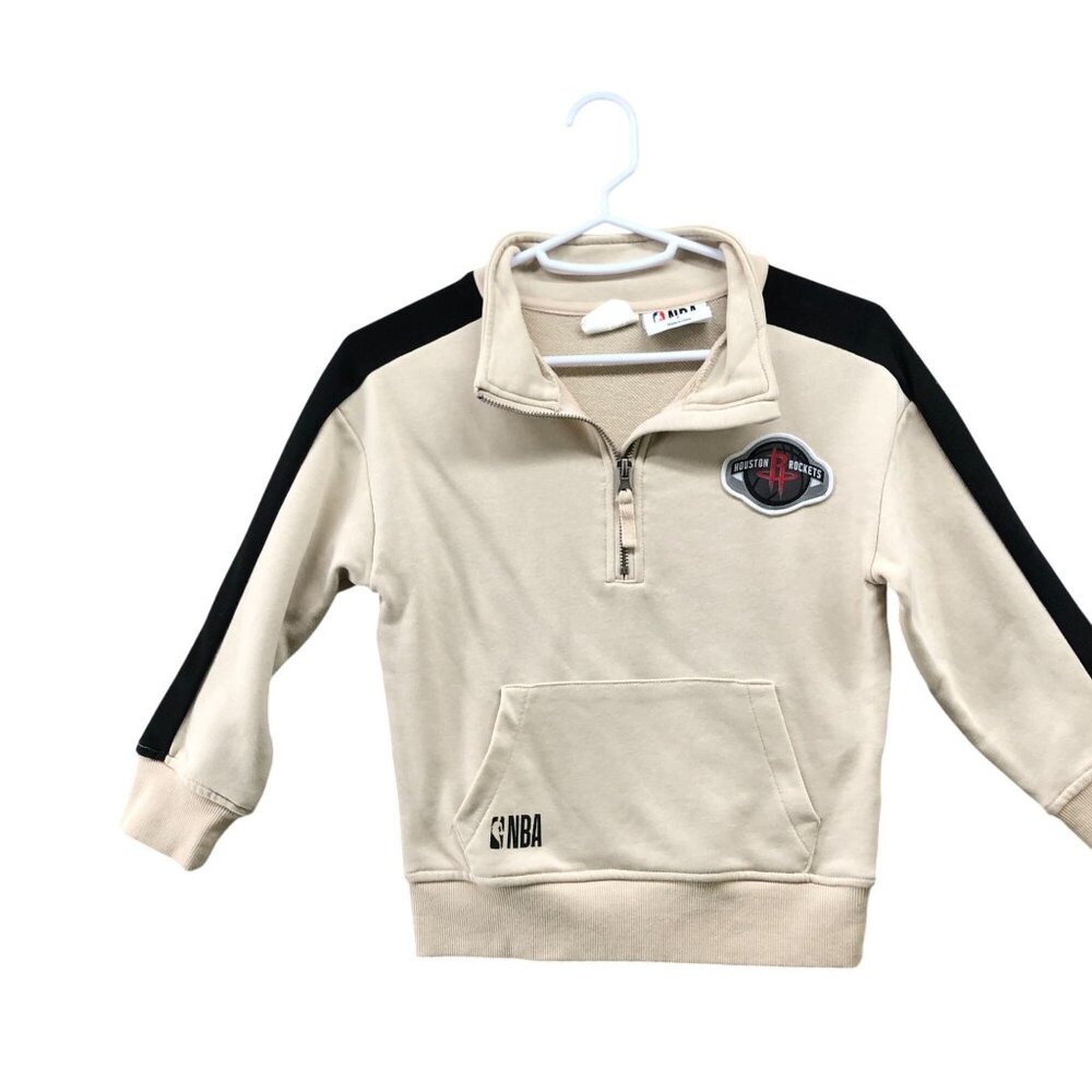 Cotton On Kids Size 7 Houston Rockets Sweatshirt Pullover NBA Cream 1/4 Zip